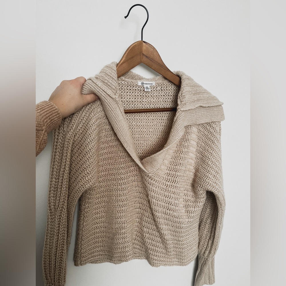 Cream waffle knits sweater